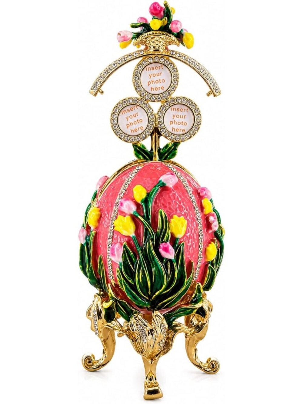 Vintage Pink Lilies of the Valley Easter Egg | Royal Imperial Metal Decor